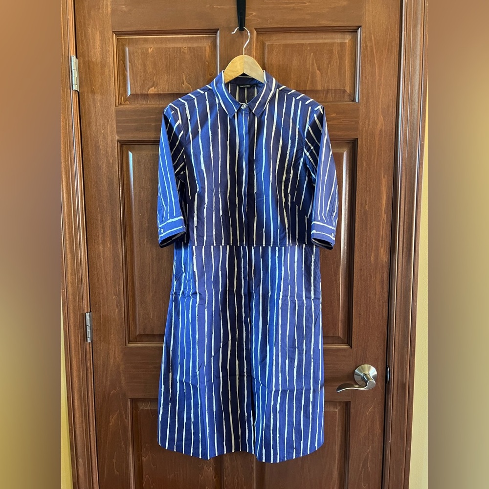 Marimekko Shirt Dress Piccolo Stripes Blue and White Size 40 (Medium) - Picture 3 of 15